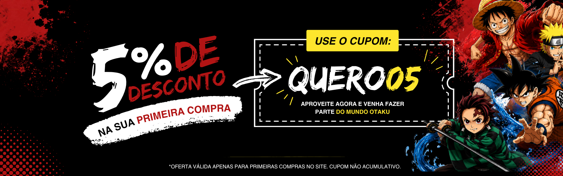 Utilize o cupom de desconto para a compra de mangás, figure actions e blocos de montar em Vila Velha e Vitória
